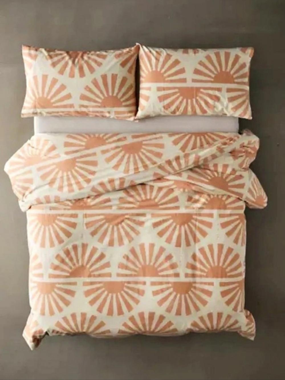 Urban Outditters Sunrise Duvet Cover Set in White & Orange